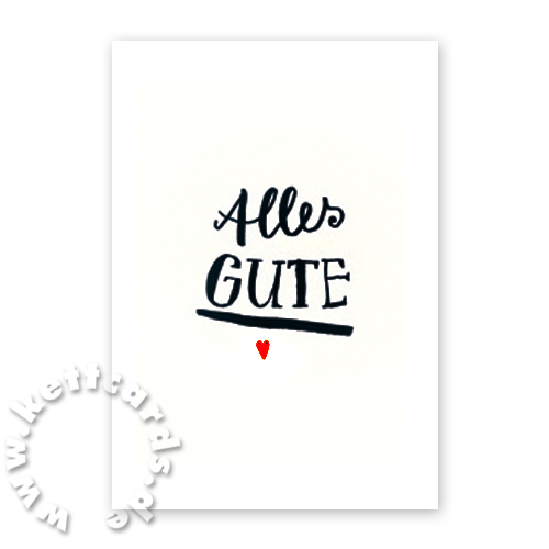 Alles GUTE, Grußkarten, Handlettering mit Herz