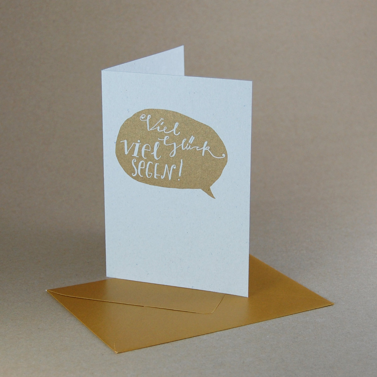 Viel Glück - Viel Segen! Recycling-Glückwunschkarten mit goldenem Druck und goldenen Kuverts