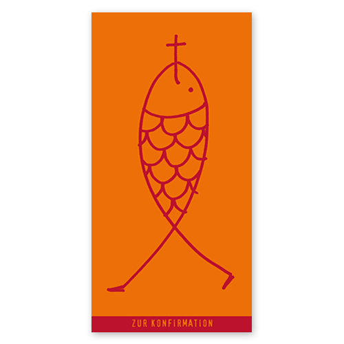 orange Einladungskarten für die Konfirmation