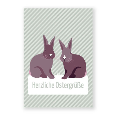 Herzliche Ostergrüße, Osterkarten mit zwei Hasen