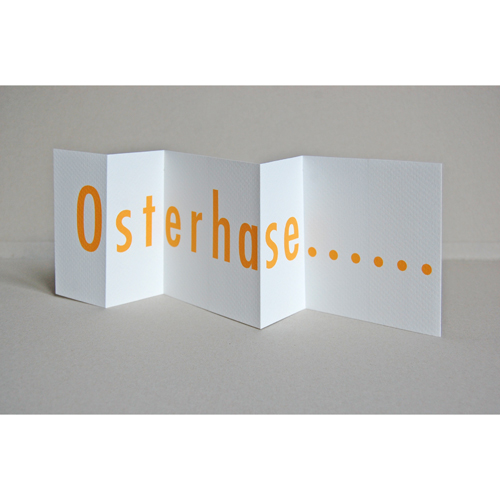 Design-Osterkarten, aufgeklappte Karte: Osterhase...