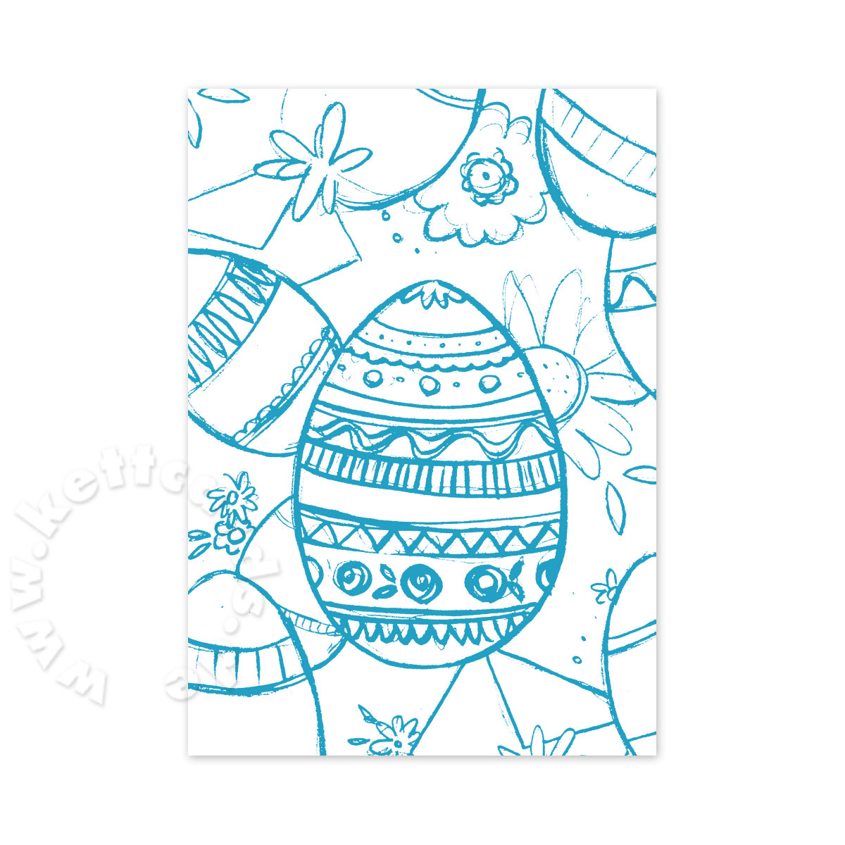 Ostereier mit Ornamenten, blaue Osterkarten