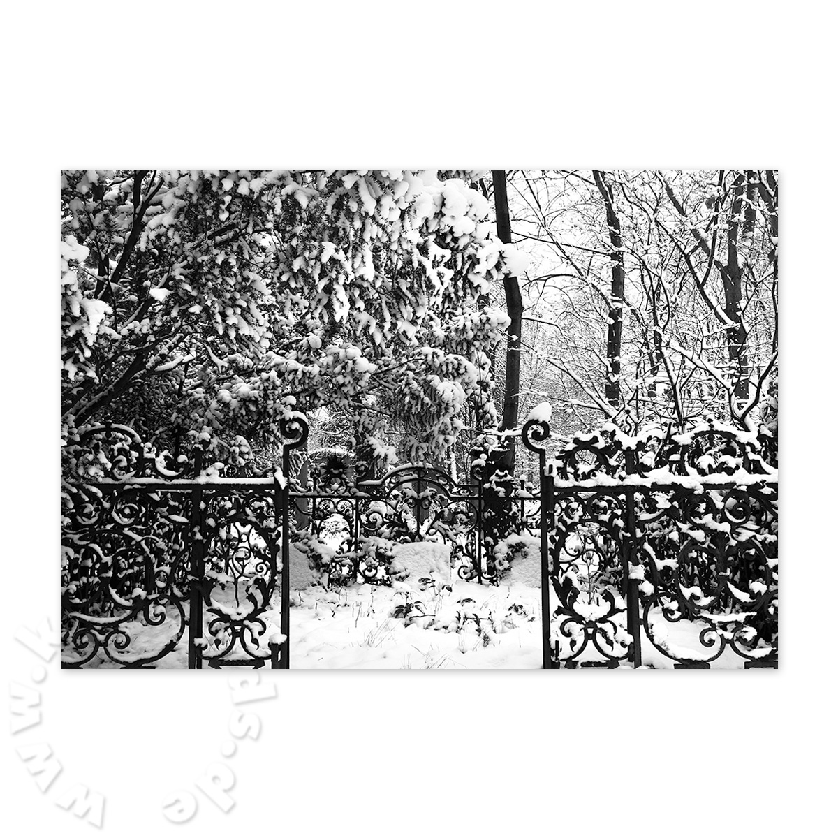 Friedhof im Schnee, melancholische Karten für Beileidskarten und Traueranzeigen