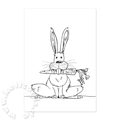 Osterhase mit Karotte, einfarbige Osterkarten