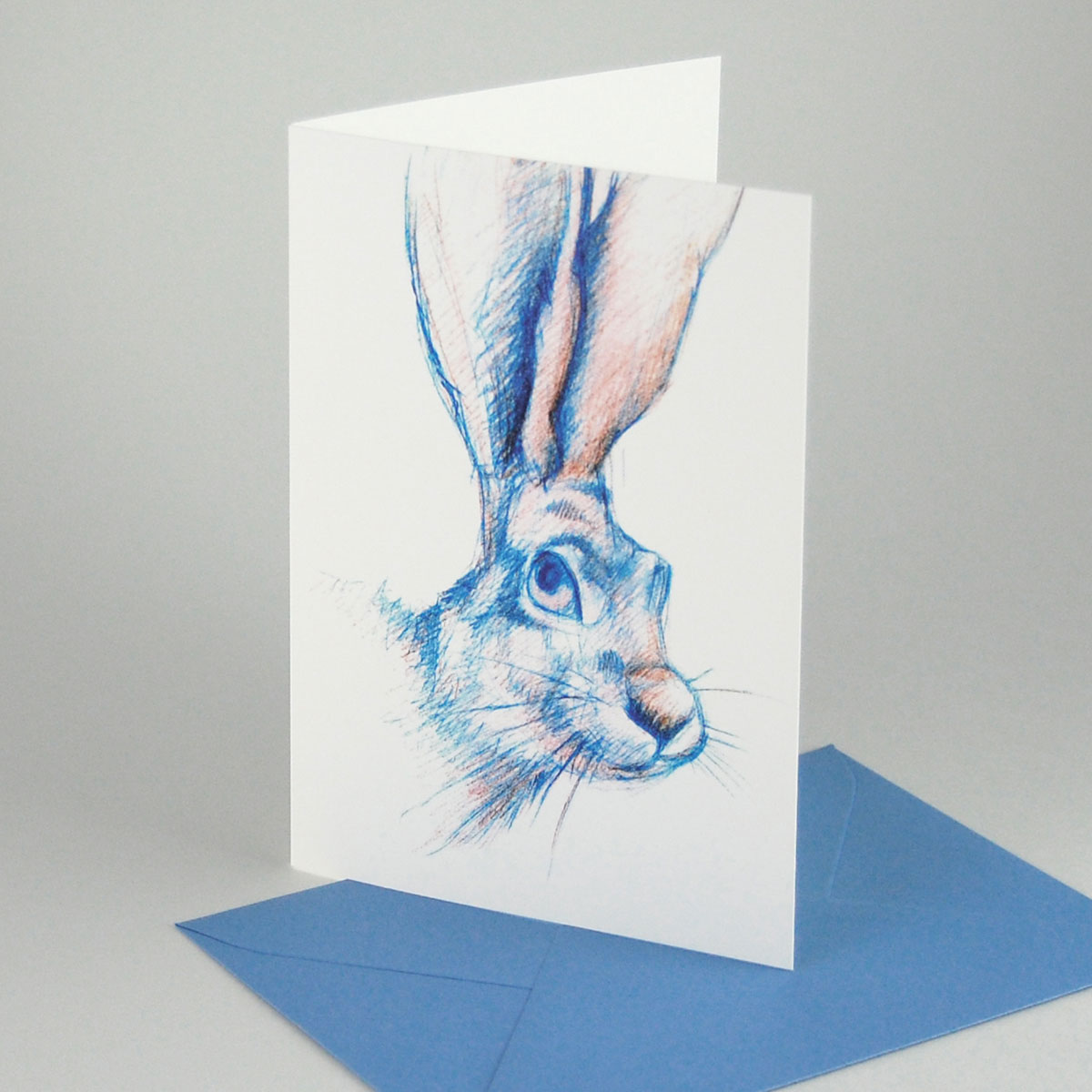 blauer Hase, schöne Osterkarten mit farbigen Kuverts