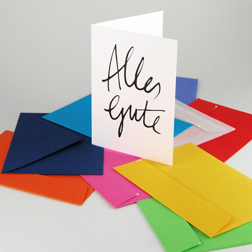 Alles Gute, Recycling-Glückwunschkarten mit farbigen Umschlägen