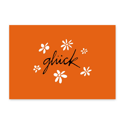 glück, Glückwunschkarten mit schwungvollem Schriftzug
