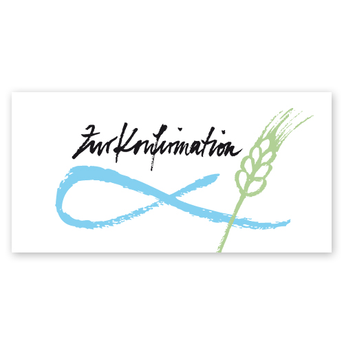 Zur Konfirmation (Fischsymbol und Ähre)- Einladungskarten für die Konfirmation