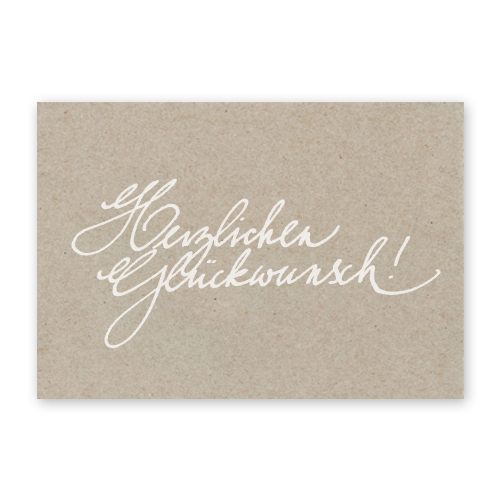 Herzlichen Glückwunsch! Glückwünschkarten mit weißer Schrift auf Ökokarton
