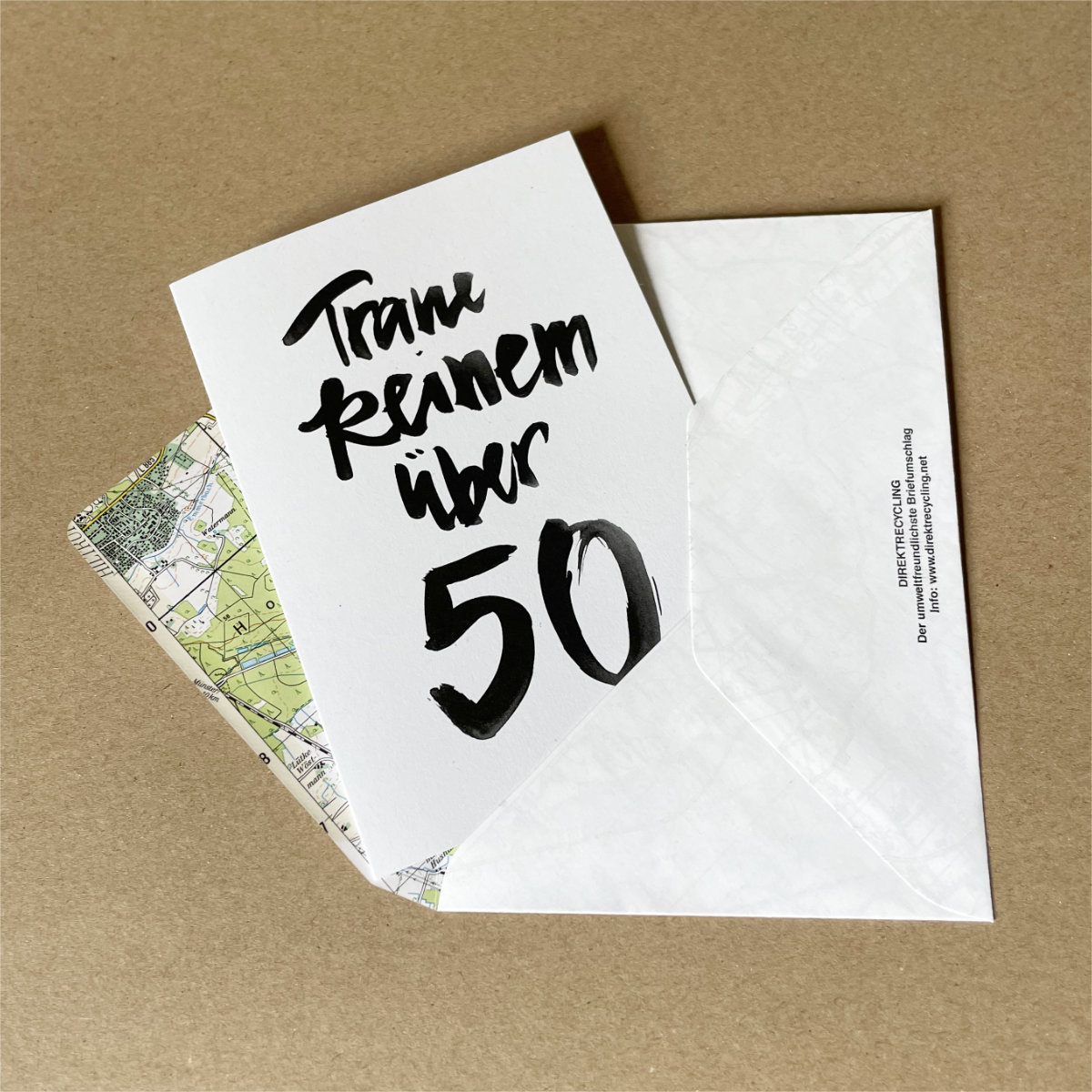 Traue keinem über 50, witzige Recycling-Klappkarten mit Direktrecyclingumschlägen