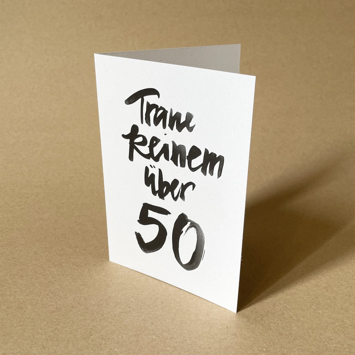 Traue keinem über 50, Recyclingkarten mit witzigem Spruch