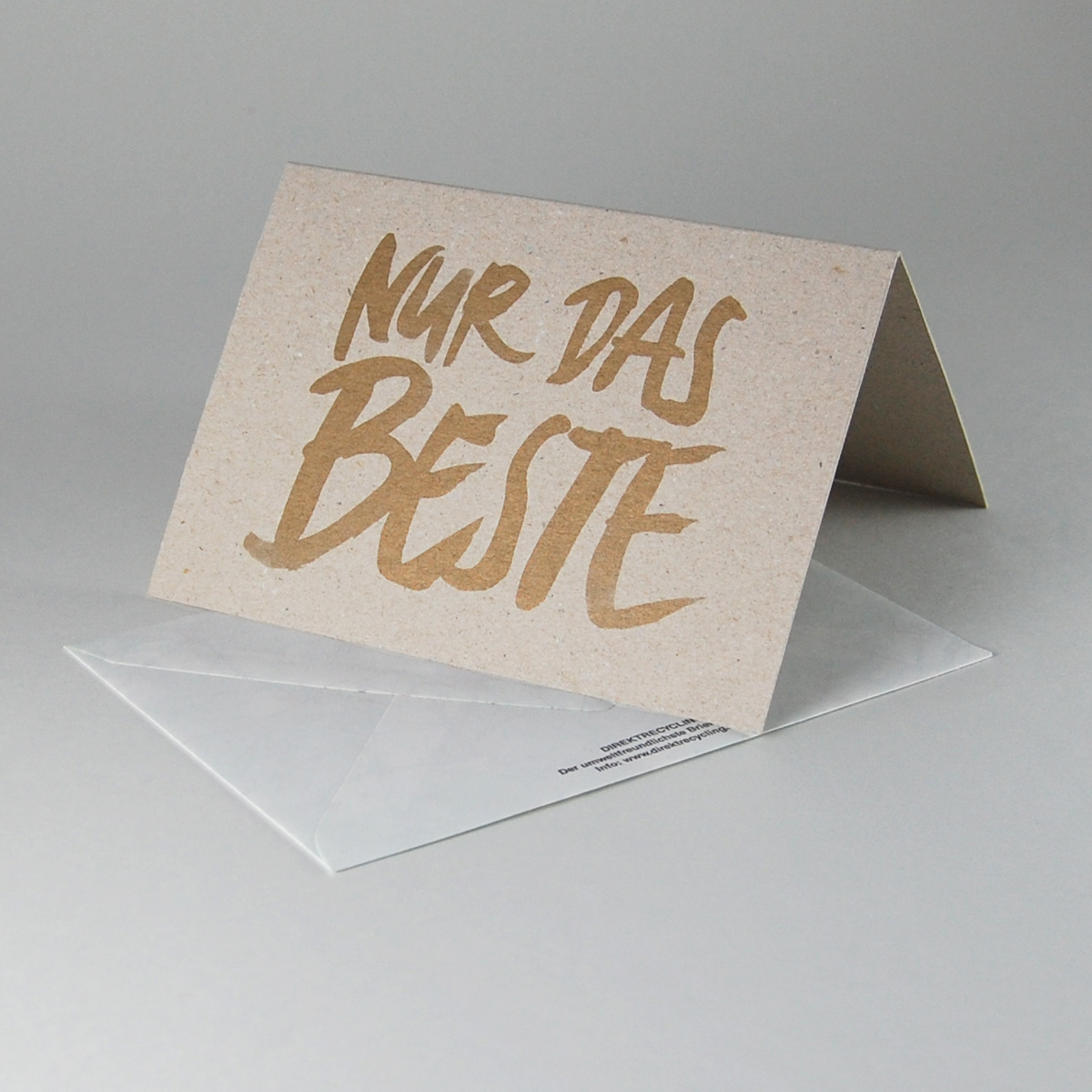 Nur das Beste, goldene Recyclingkarten mit Direktrecycling-Umschlägen