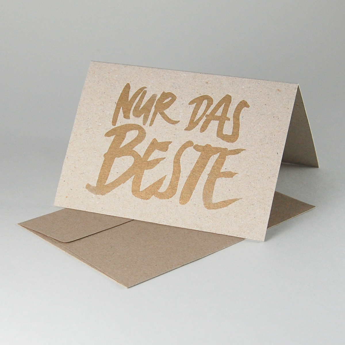 Nur das Beste, goldene Recyclingkarten mit Recycling-Umschlägen