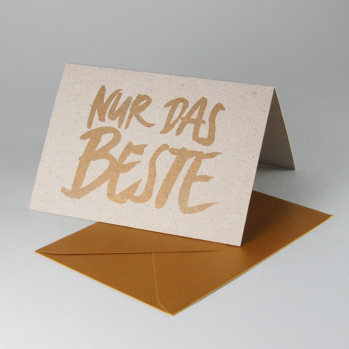 Nur das Beste, goldene Recyclingkarten mit goldenen Umschlägen