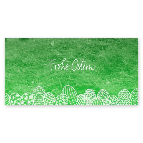 Frohe Ostern auf der grünen Wiese, Ostereierreien, Osterkarten mit projiziertem Foto