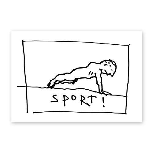 Sport! nackter Mann bei Liegestützen machen, Grußkarten für Sportler