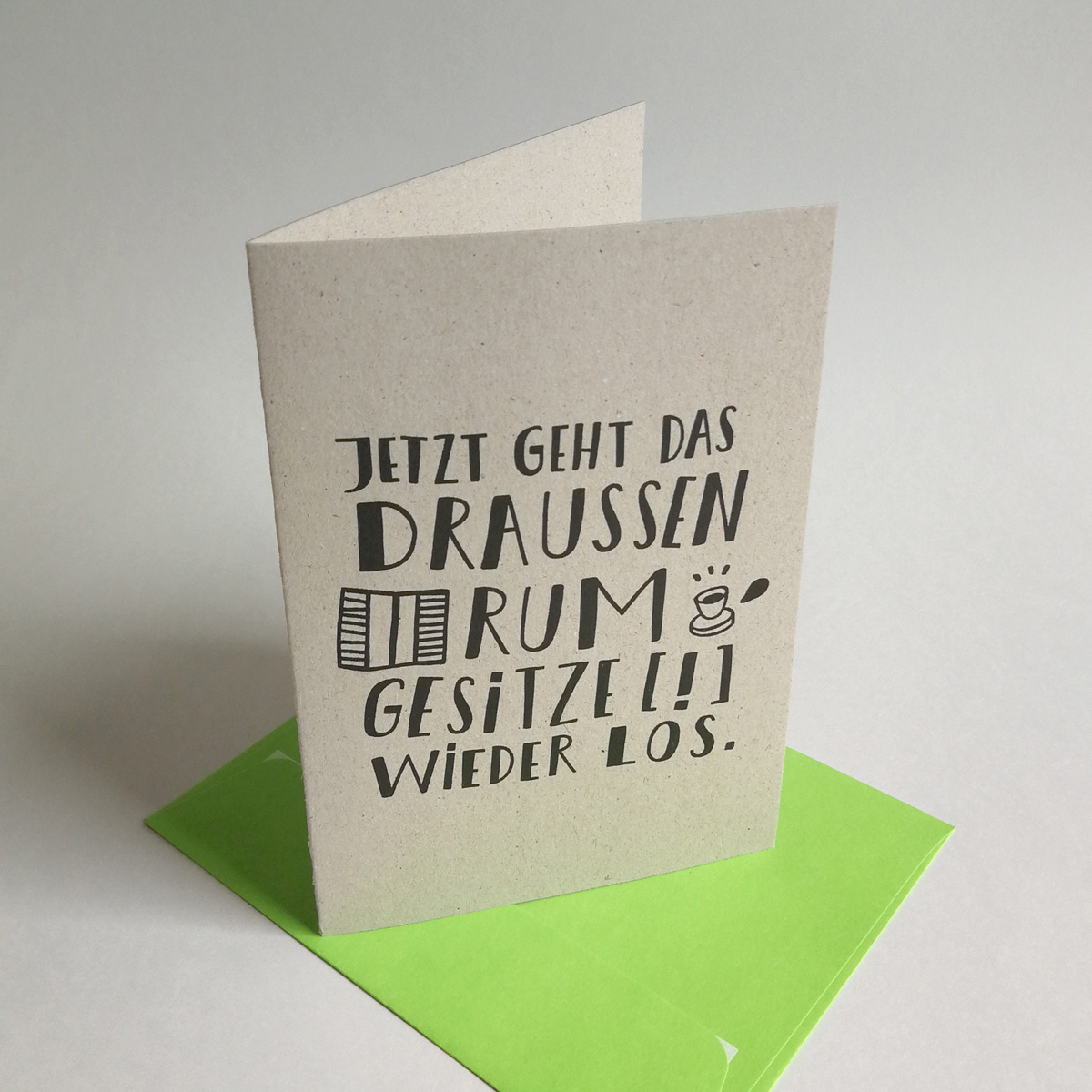 witzige Frühlingskarten mit Spruch und farbigen Umschlägen