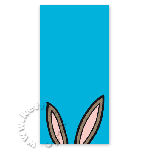 trendige Osterkarten, Hasenohren mit Wunschhintergrundfarbe Blau