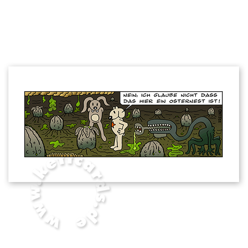 Cartoon-Osterkarten, Nein, ich glaube nicht, dass das hier ein Osternest ist