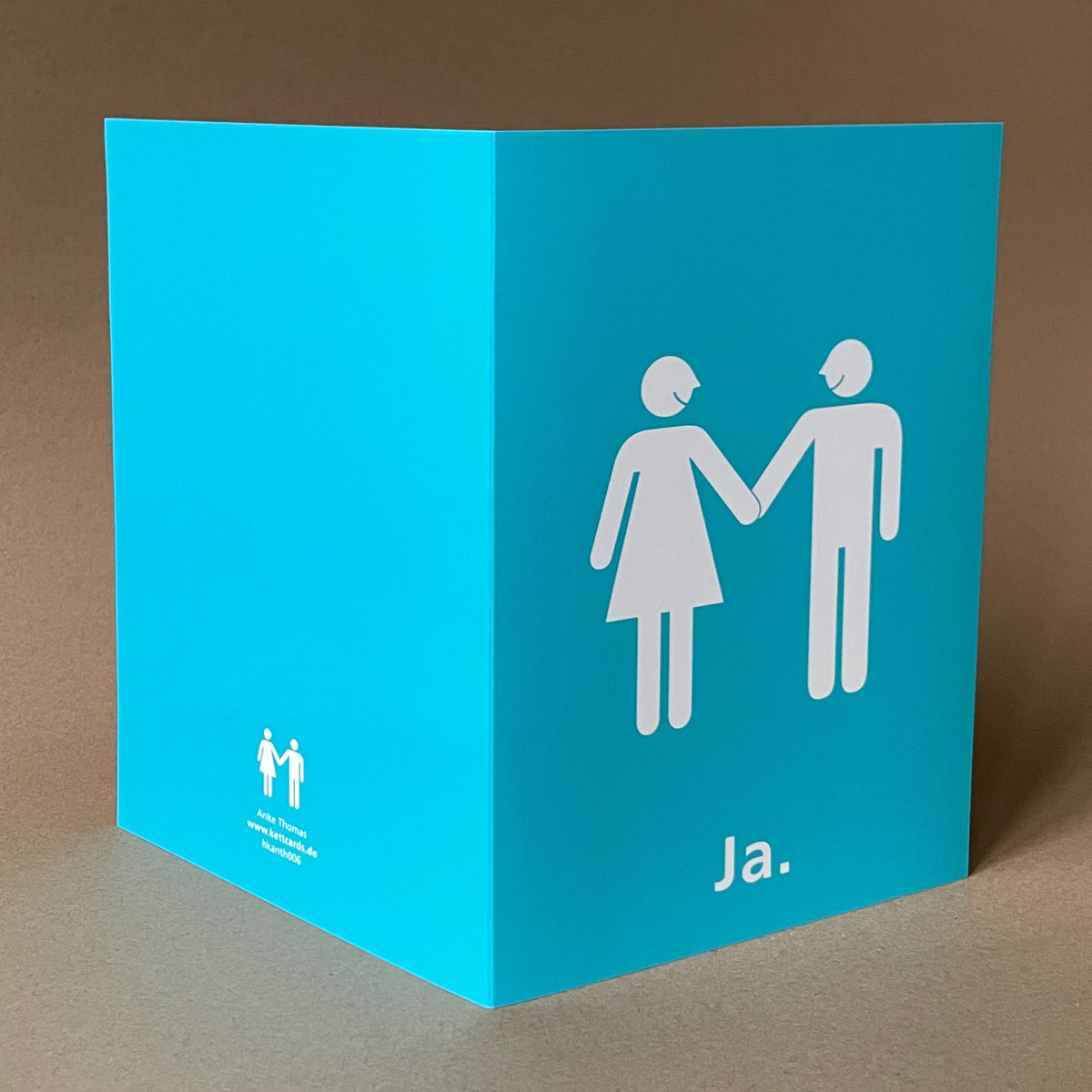 modernes Brautpaar, t&uuml;rkise Hochzeitskarten DIN A5