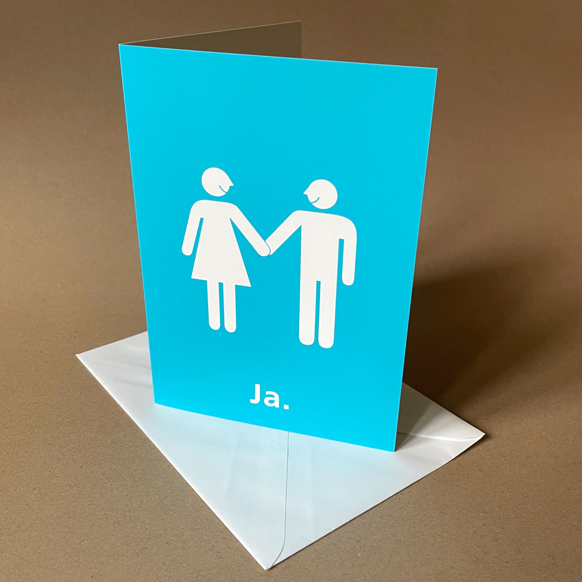 modernes Brautpaar, t&uuml;rkise Hochzeitskarten DIN A5