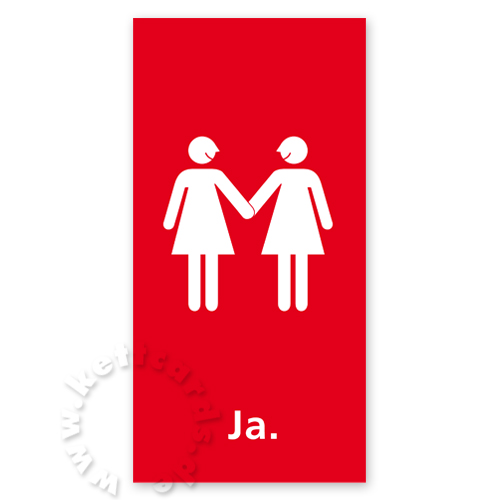Ja. - modernes Brautpaar, rote Design-Hochzeitskarten für Frauen
