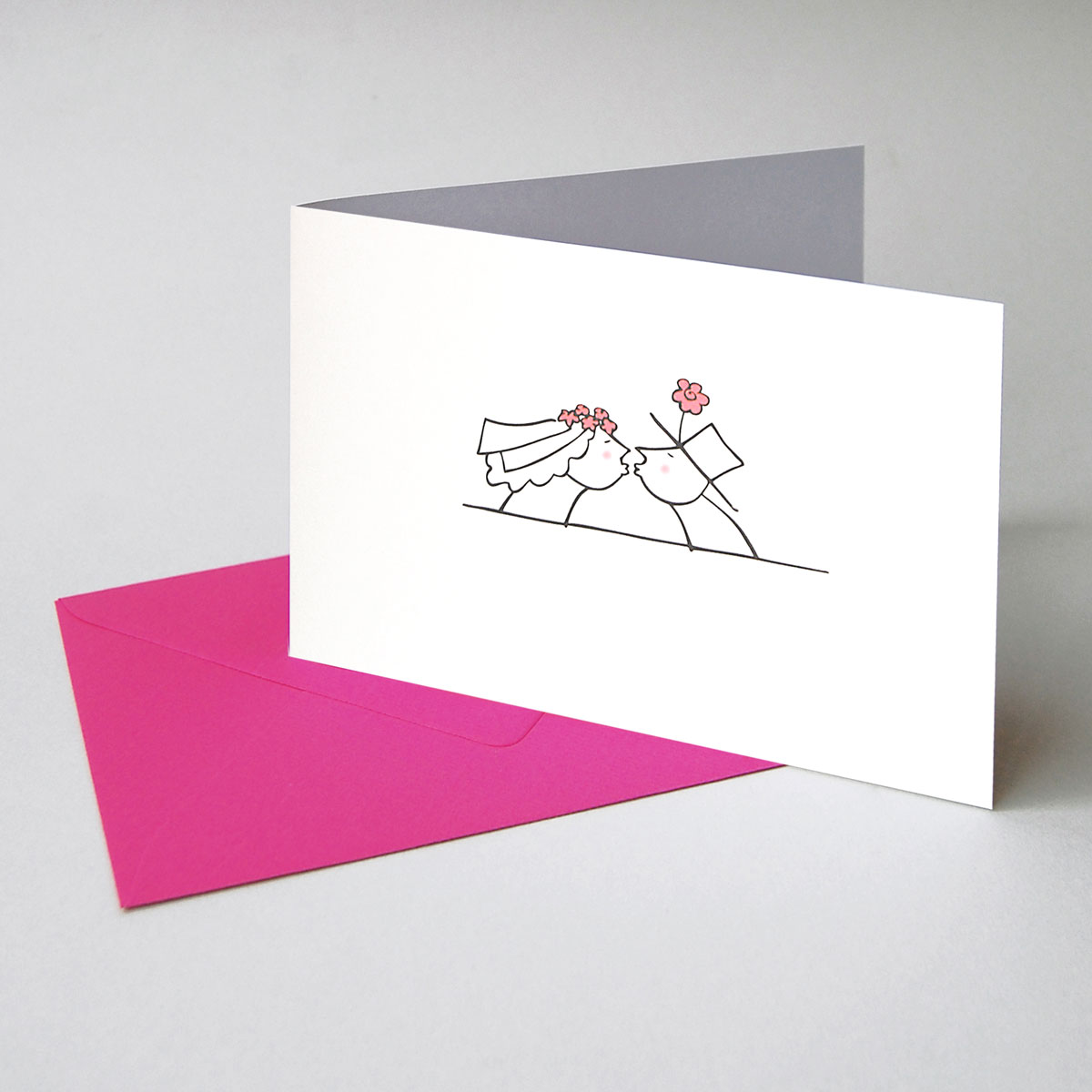 Designkarten für Hochzeiten und andere Einladungen, mit pinken Umschlägen