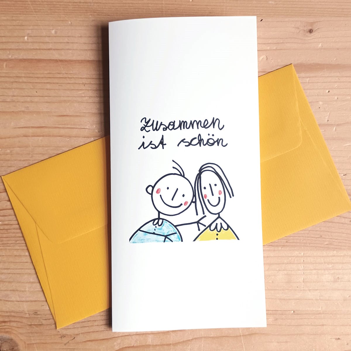 zusammen ist schön, Karten mit gelben Kuverts