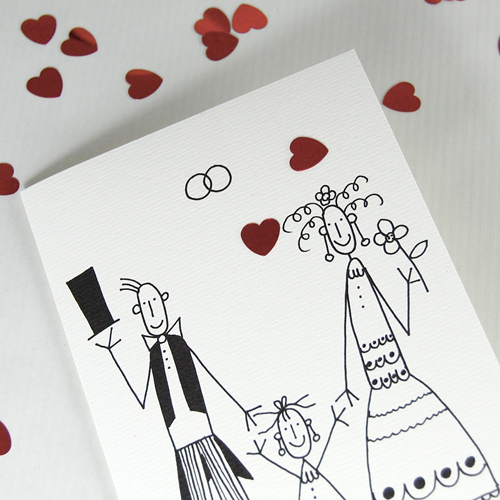 edle Einladungskarten für eine Hochzeit mit Kind, Traufe