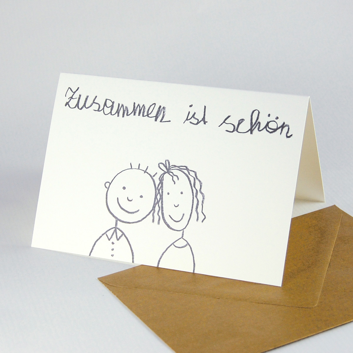 zusammen ist schön, Karten für die goldene Hochzeit mit goldenen Umschlägen