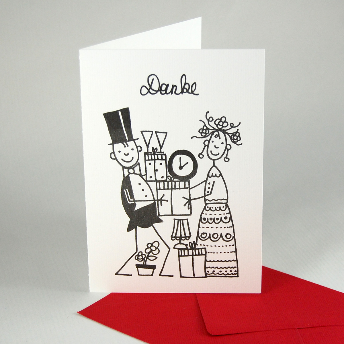 Danke (für die vielen, lieben Geschenke) - witzige Danksagungskarten für Brautpaare nach der Hochzeit