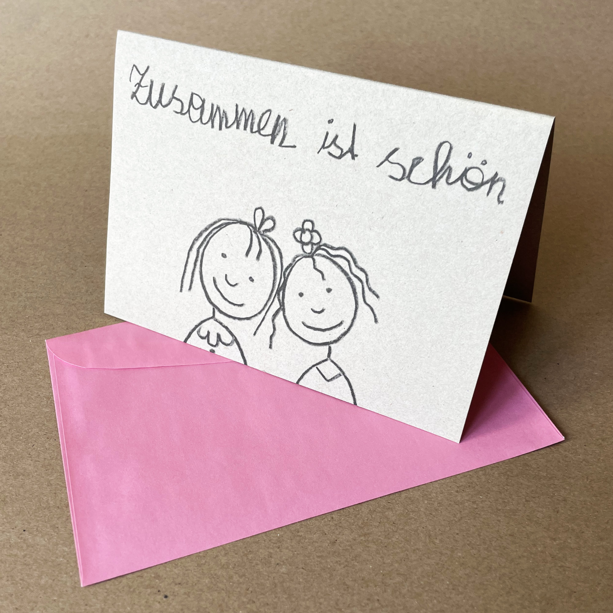zusammen ist schön, witzige Hochzeitskarten für Frauen mit roten Recyclingumschlägen