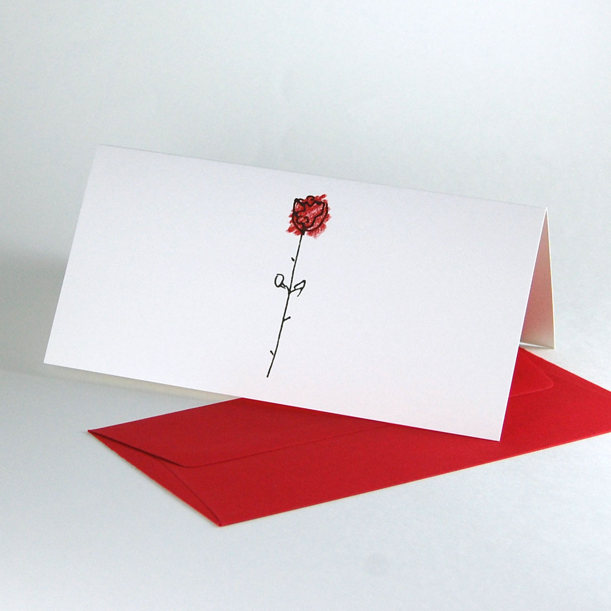 rote Rose - Hochzeitskarten mit roten Umschlägen
