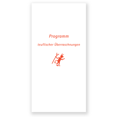 Programm teuflischer Überraschungen, freche Programmkarten für die Hochzeitsfeier mit Engelchen und Teufelchen