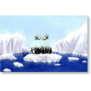 Cartoon-Hochzeitskarten mit Pinguinen