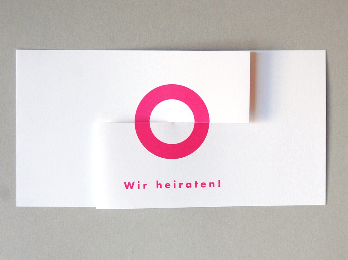 pinke Design-Hochzeitskarten: Wir heiraten!