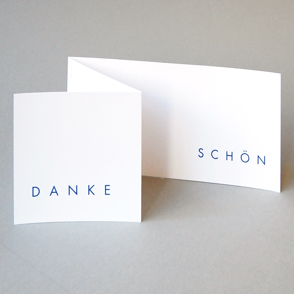 blauweiße Design-Karten zum Bedanken: DANKE SCHÖN