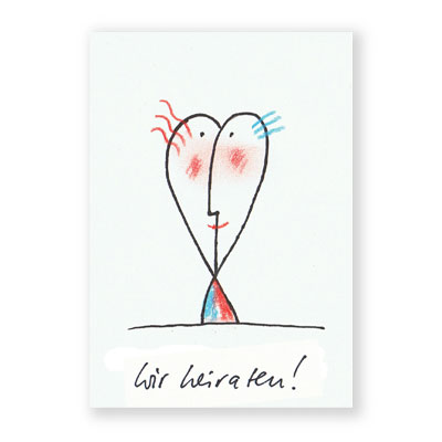 Wir heiraten! illustrierte Hochzeitseinladungen