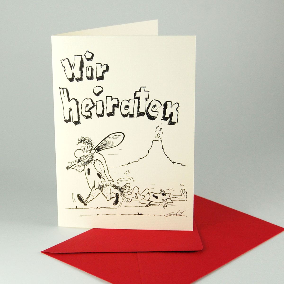 Wir heiraten - witzige Hochzeitskarten mit farbigen Umschlägen