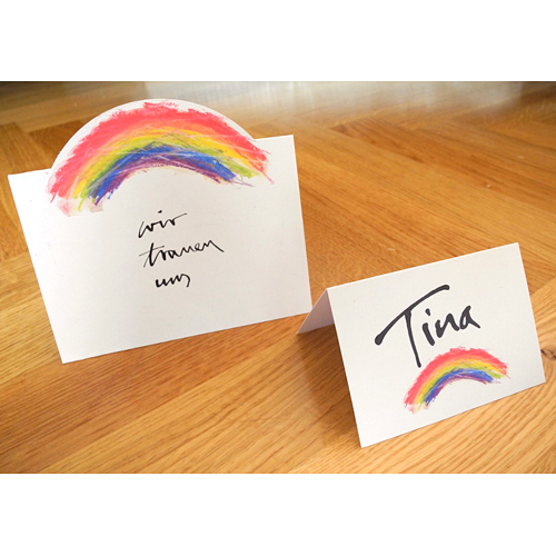 Gay Wedding, Hochzeitskarten und Tischkarten mit Regenbogen