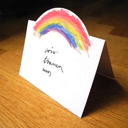 wir trauen uns! Hochzeitskarten mit Regenbogen und Kalligrafie