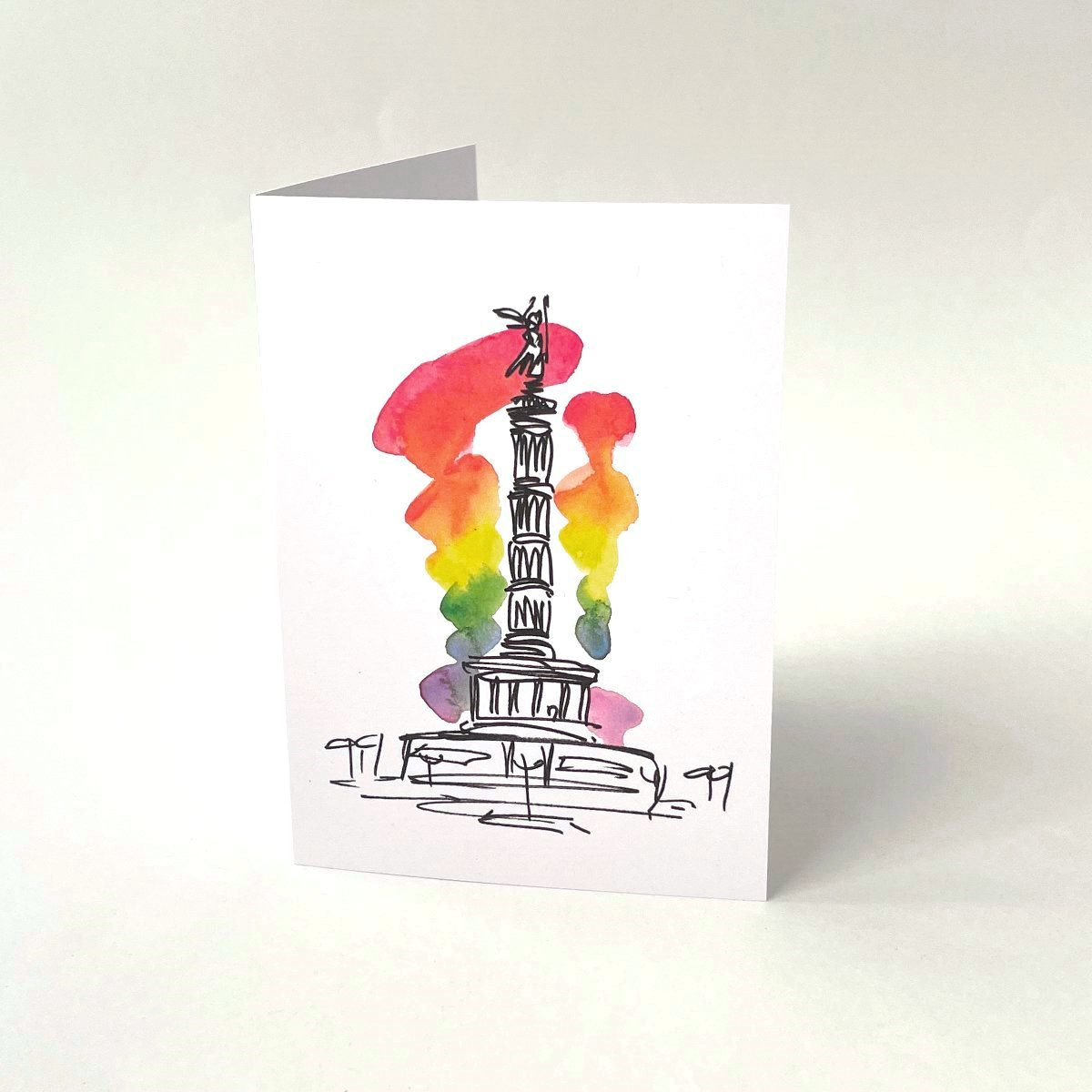 Siegessäule in Regenbogenfarben, Klappkarten für Hochzeiten, Weihnachten..., Gay Pride