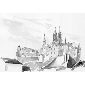 Meißener Burg, Aquarell