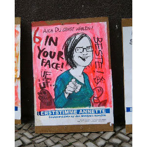 AUCH DU GEHTS WÄHLEN Genosse, Wahlplakate aus Neukölln