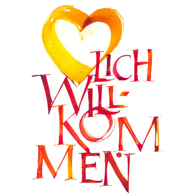 Herzlich Willkommen, Plakat für eine Veranstaltung, Kalligraphie