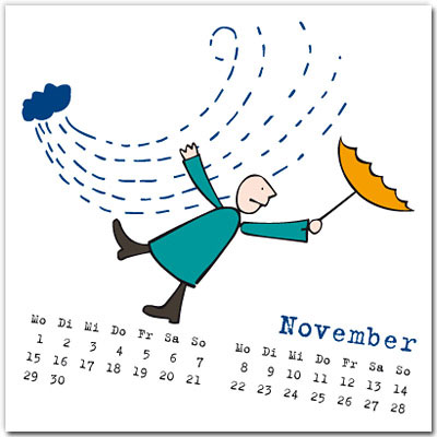 November, Kalenderblatt für November, Herbststürme