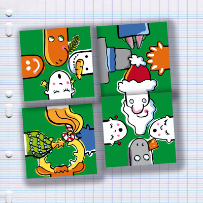 Ein unendliches Puzzle, das aus 4 Karten besteht., Spielkarten