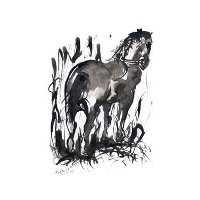 Pferd, Tuschezeichnung