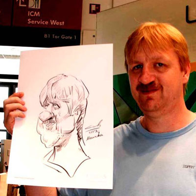 Mann mit markanter Nase, Karikaturen bei Veranstaltungen