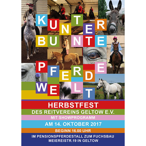 Kunterbunte Pferdewelt - Plakat für den Reitverein Geltow e.V., Grafikdesign